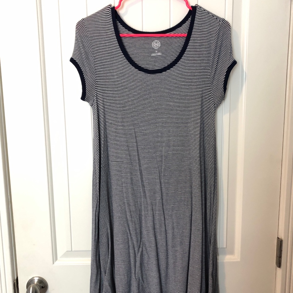 Blue and white stripped T-shirt dress